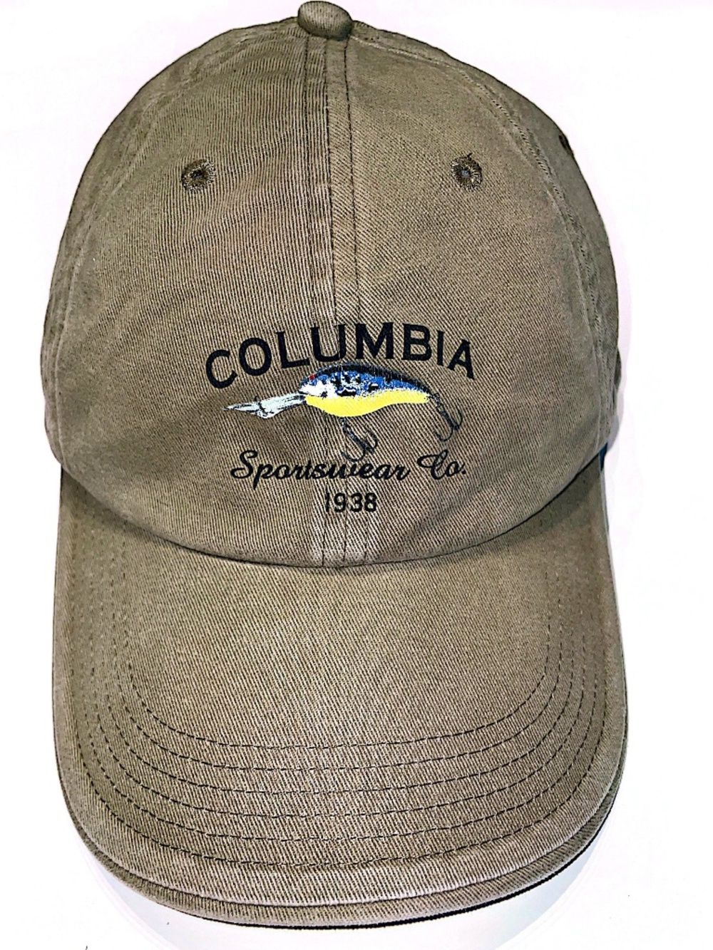 Columbia Khaki vintage Hat Baseball Cap One Size Outdoor Sports Fish Casual
